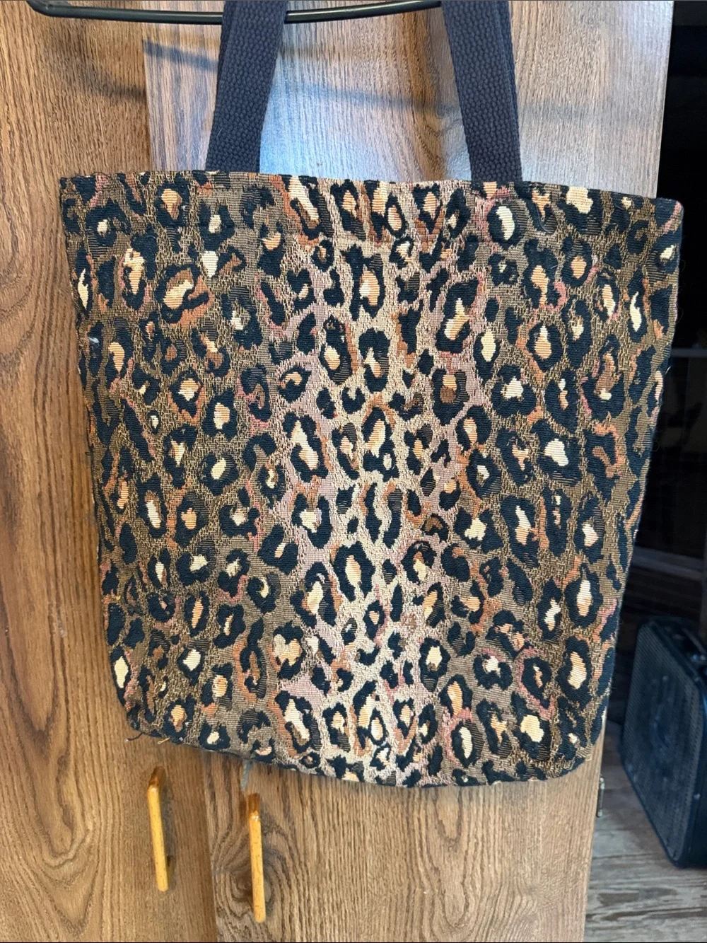 Leopard Print Tote Bag - Brown/Black Casual Carryall